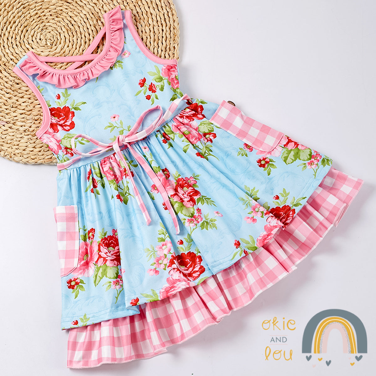 Plaid Roses Dress