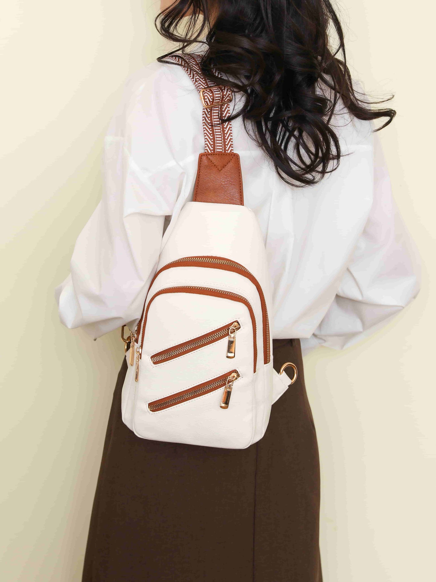 PU Leather Adjustable Strap Sling Bag