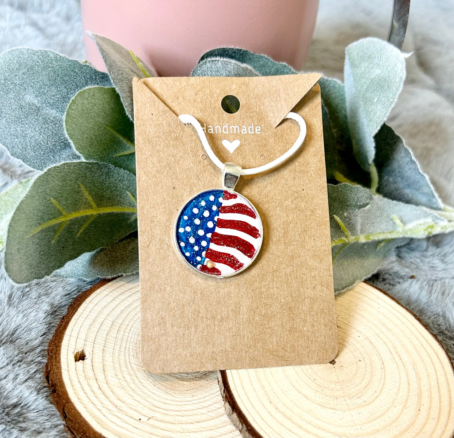 Handmade American Flag Necklace