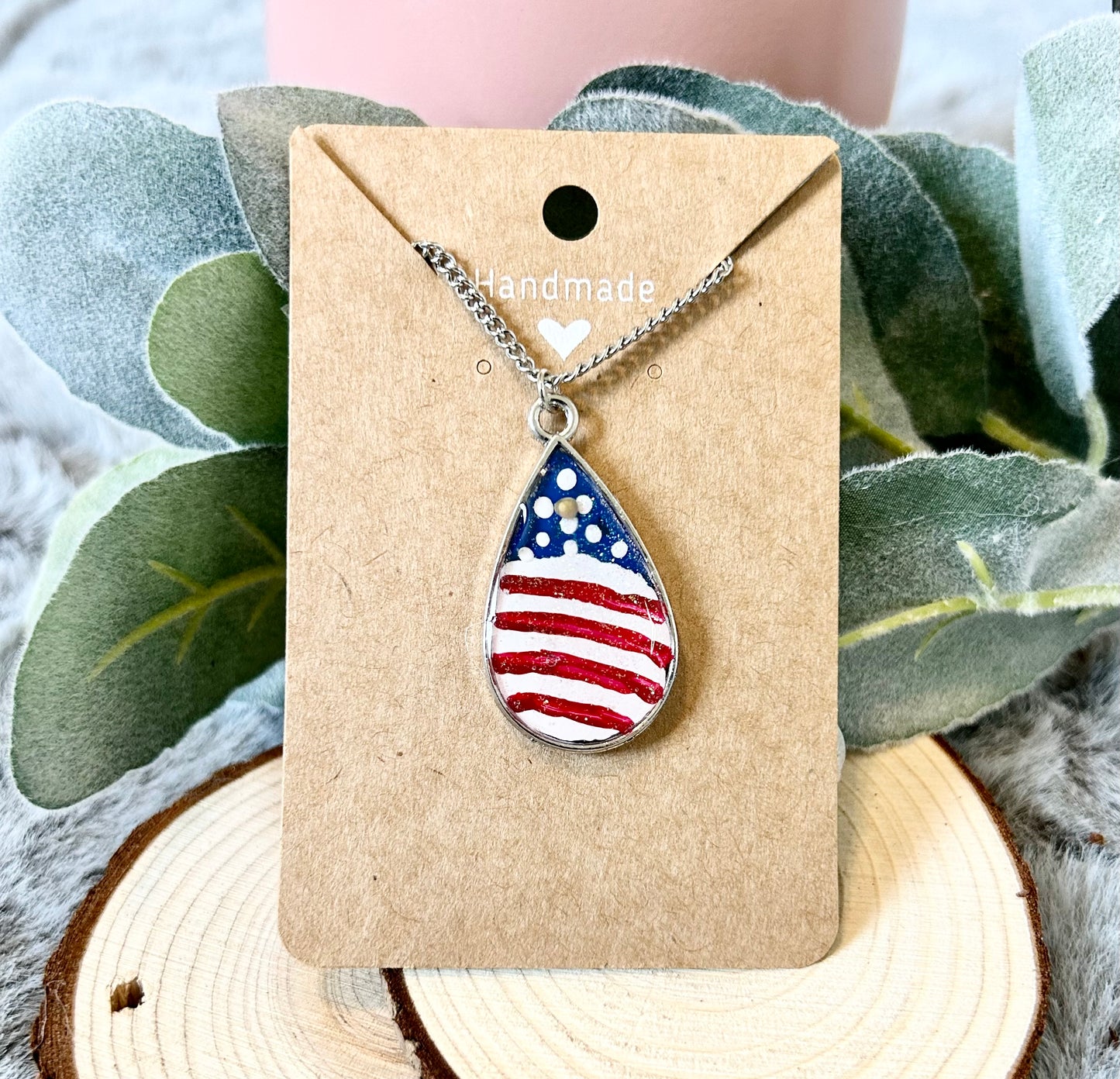 Handmade American Flag Necklace