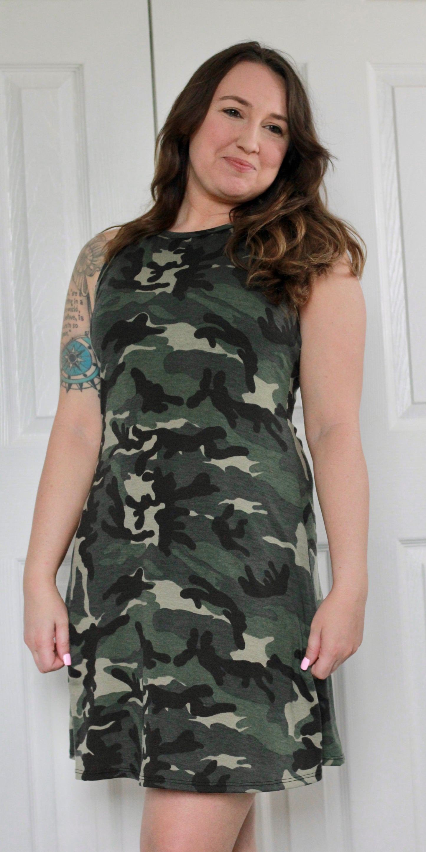Casual Camo Print Tank Dress