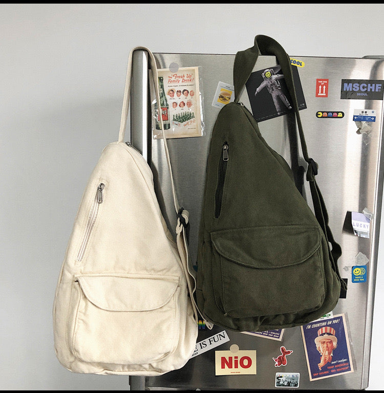 Oversized Cotton Canvas Sling Bag