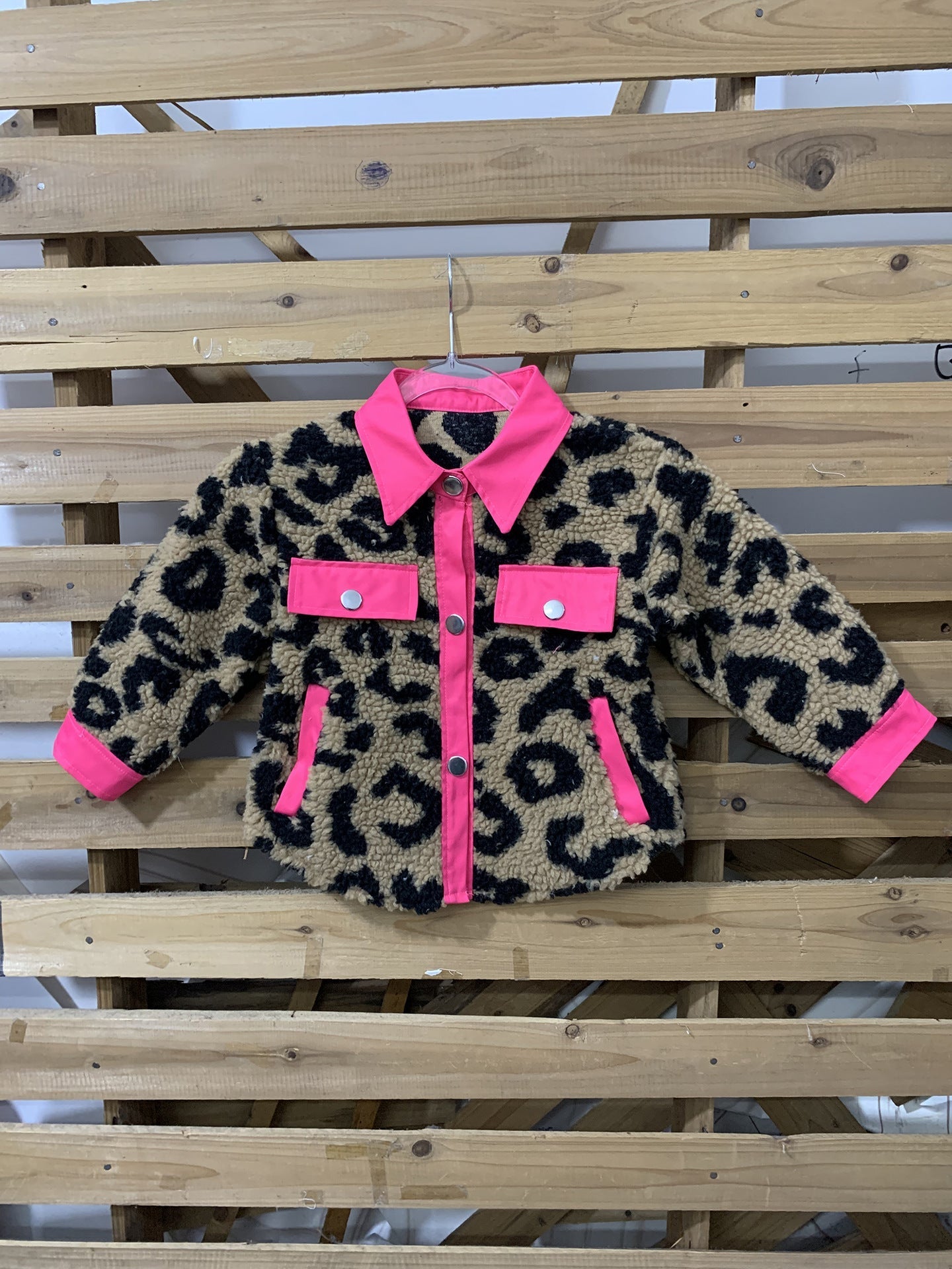 Kids Leopard Print Plush Coat