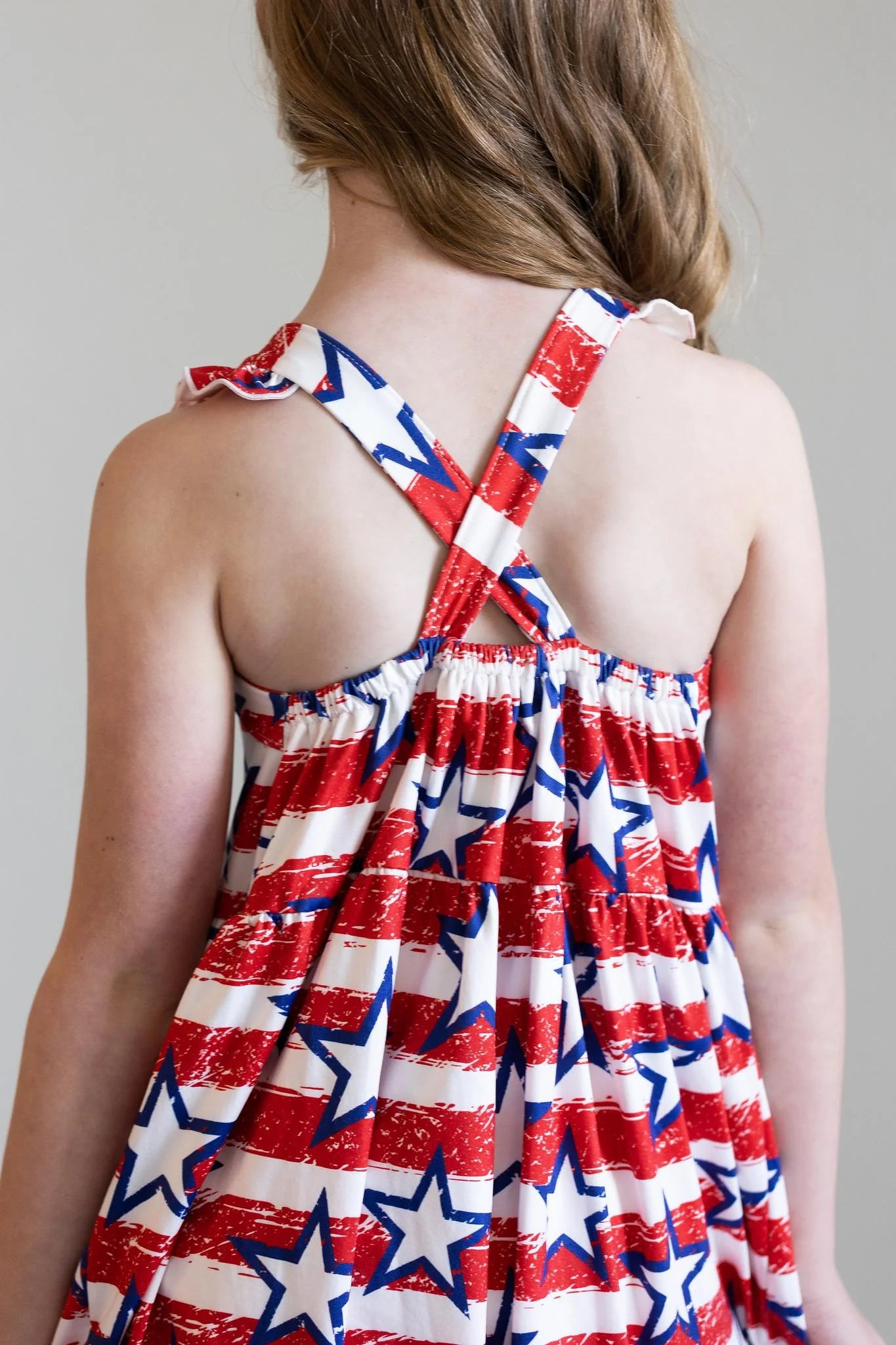 Mila & Rose Stars & Stripes Ruffle Cross Back Dress